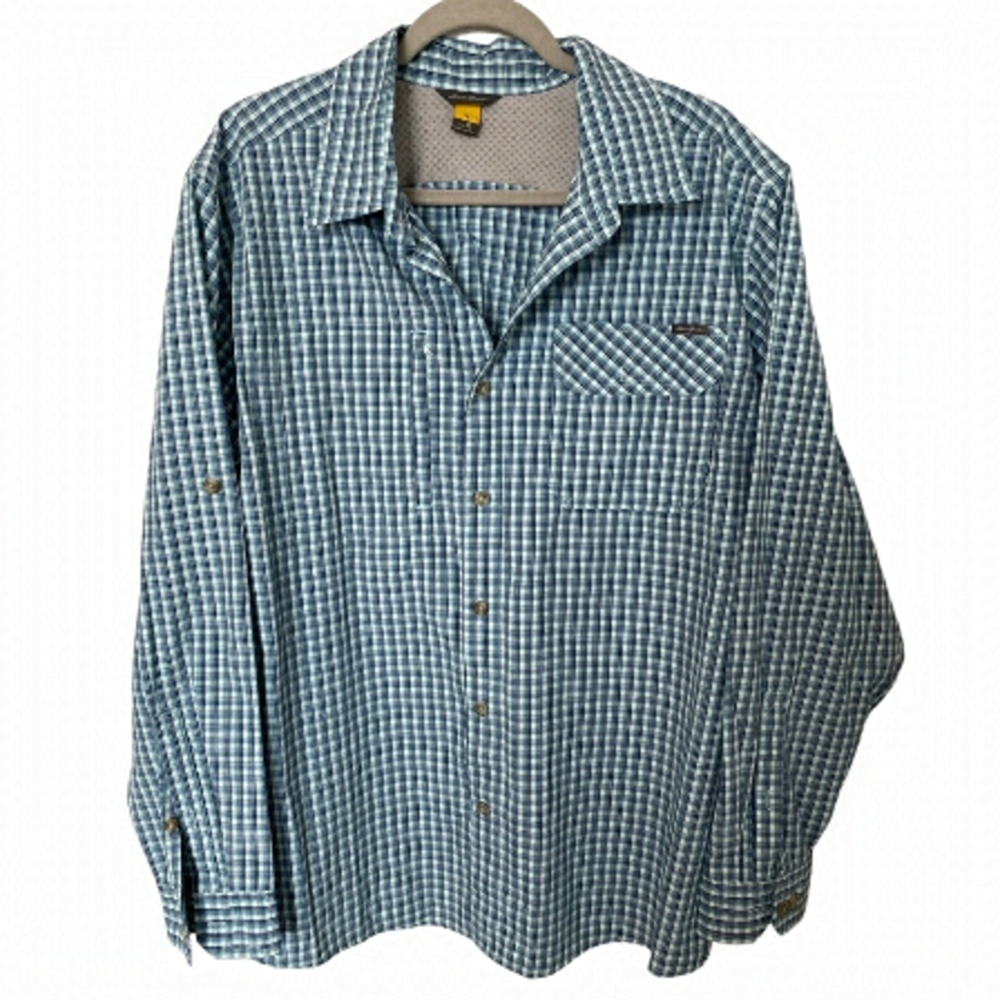 EDDIE Bauer Men’s Long Sleeve Hiking Casual Shirt Blue Plaid XL